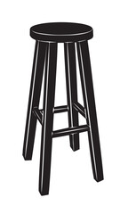 Black stool, a popular piece of furniture in Brazil. Isolated on a transparent background