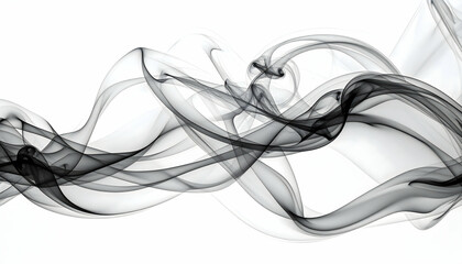 Abstract Grayscale Smoke Swirls on White Background