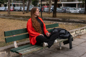 Unedited Portrait of a Young Woman Walking in the City – Facial Expressions Showing Various Emotions