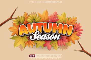 Editable 3d vector text effect autumn season for poster design