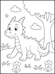  Smiling Dragon Coloring Sheet – Fun Outline Art for Kids