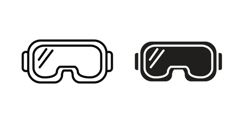 Snow Goggle icon concept. pixel perfect linear ui icon.