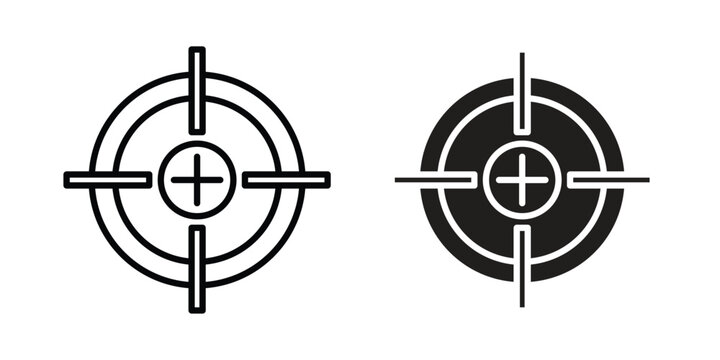 Gun target icon concept. pixel perfect linear ui icon.