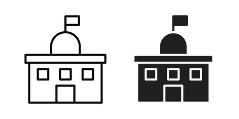 City hall icon concept. pixel perfect linear ui icon.