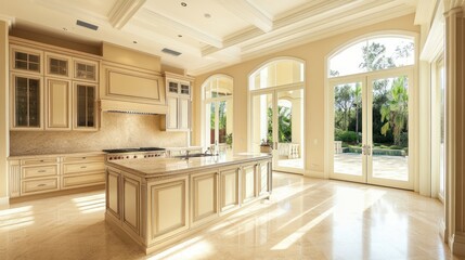 Sunlit, spacious kitchen with elegant details