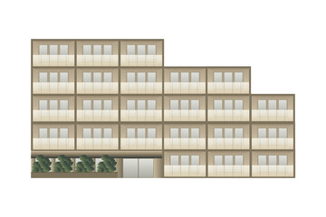 茶色の大規模マンション　グラフィック素材 