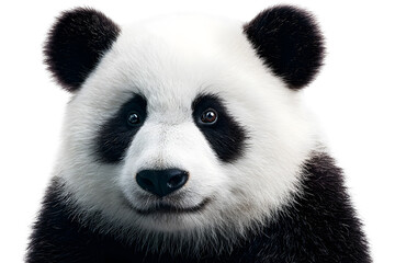 Naklejka premium Closeup of giant panda face with black and white fur isolated on transparent background