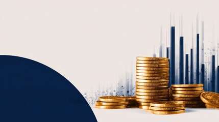 Gold Coins and Financial Data Graphic