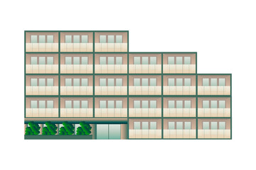 オレンジの大規模マンション　グラフィック素材 