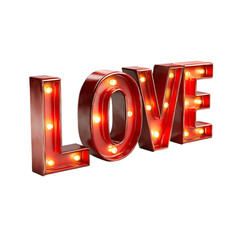 Red illuminated LOVE sign, romantic, Valentine's Day