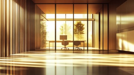 Sunlit modern office interior
