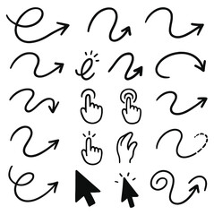 Hand Drawn Arrow and Cursor Icon Set for UX, UI, and Presentation Designs