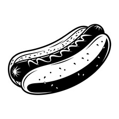 Black and White Hot Dog Illustration