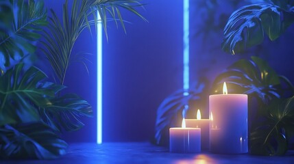 Tropical candles, neon glow