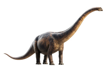 Obraz premium Realistic 3D model of a long-necked sauropod dinosaur with detailed textures, isolated on transparent background