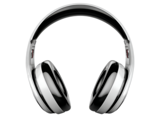 Sleek white and black over ear headphones music audio technology, Isolated On Transparent Background, Png