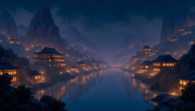 Lantern Night in Ancient City &ndash; Donghua Background