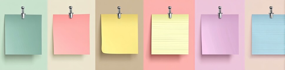 Pastel Sticky Notes on Wall, Colorful Background