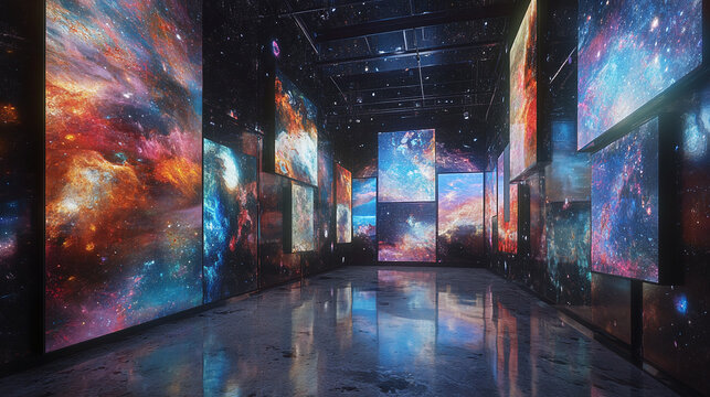 A digital art gallery powered by blockchain, where collectors use cryptocurrency to purchase NFTs of masterpieces,  - Powered by Adobe