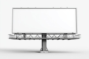 Obraz premium Billboard stands tall featuring a blank white sign atop a sturdy metal framework The structure rests on a concrete base