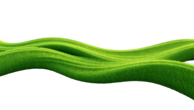 gently curved green grassy hills with natural texture and soft shadows, isolated on a transparent png