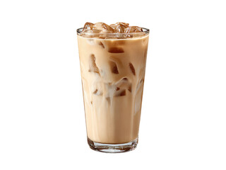 Iced coffee drink refreshing summer beverage tall glass, Isolated On Transparent Background, Png