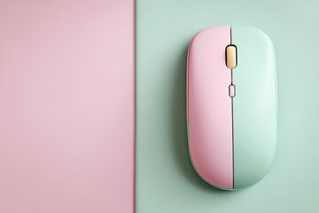 Pastel wireless mouse on pastel background.  Modern design.  Possible use  eCommerce