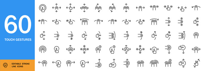 Touch gestures icon set. Minimalist hand-drawn vector symbols. Cave art inspired clipart. Includes abstract figures, reaching hands, simple faces, long limbs, and more. Editable black line art.