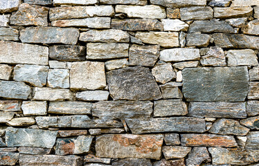 Dry Stack Stone Wall with Rough Natural Texture
