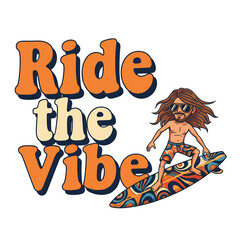Fototapeta premium Illustration of a surfer riding a surfboard with 