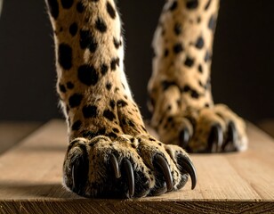 Obraz premium close-up portrait of a cheetah showing its muscular leg and paw in the wild