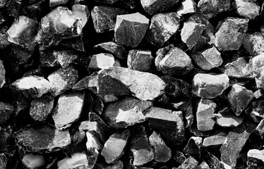 Black and White Close-Up of Crushed Stone Texture