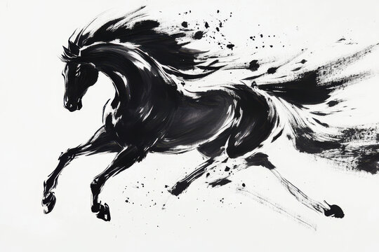 2026 year of the horse ink art for lunar new year chinese zodiac