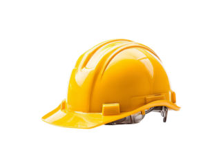 Yellow hard hat safety helmet construction worker, Isolated On Transparent Background, Png