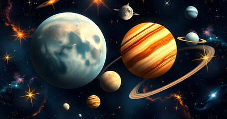 Naklejka premium planets in space
