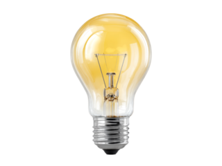 Glowing light bulb on black background idea innovation, Isolated On Transparent Background, Png