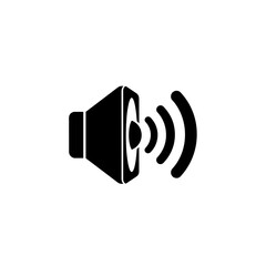 An illustration of a speaker emitting sound waves in a graphical representation of audio output icon