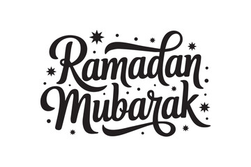 Elegant ramadan mubarak greeting with decorative stars and sparkling dots on white background