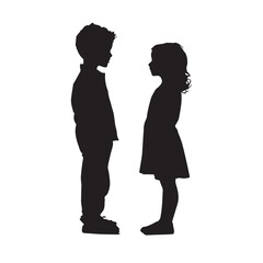 brother sister silhouette set, Black & White silhouette set