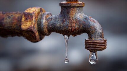 Crude oil faucet closeup