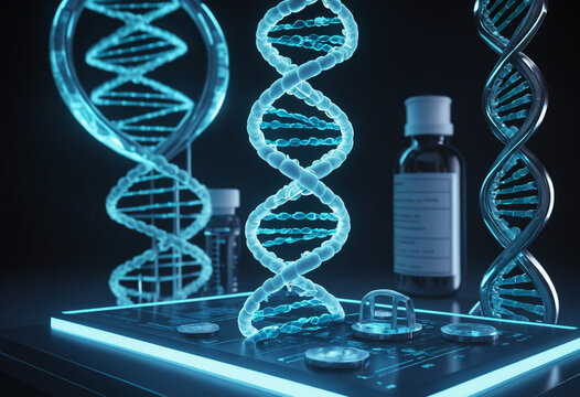 dna strand on blue background