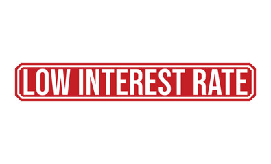 Red Low Interest Rate Sign with White Text, Indicating Financial Benefit and Savings