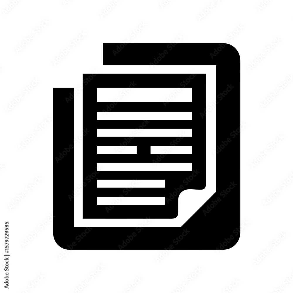 Fototapete a document icon showing stacked papers with text lines and a folded corner detail, graphic design el