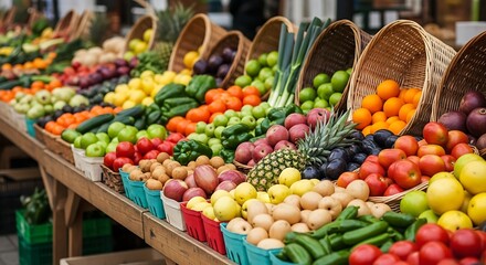 Fresh Produce Display at Farmers Market