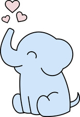 Cute fun baby kids elephant hearts isolated on a white transparent background vector graphic