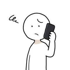 電話をしながら困っている人のイラスト