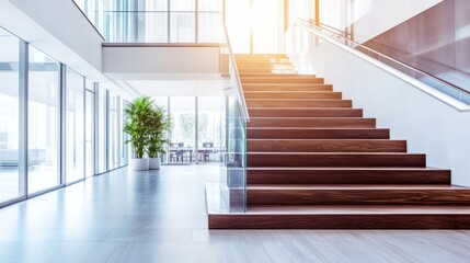 Fototapeta premium Modern office staircase with natural light