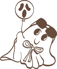 Outline Cute Ghosts for Spooky Season, Halloween