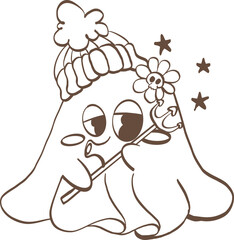 Outline Cute Ghosts for Spooky Season, Halloween