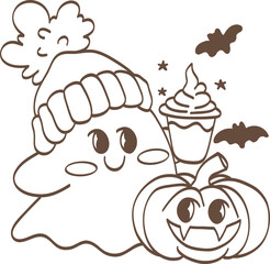 Outline Cute Ghosts for Spooky Season, Halloween